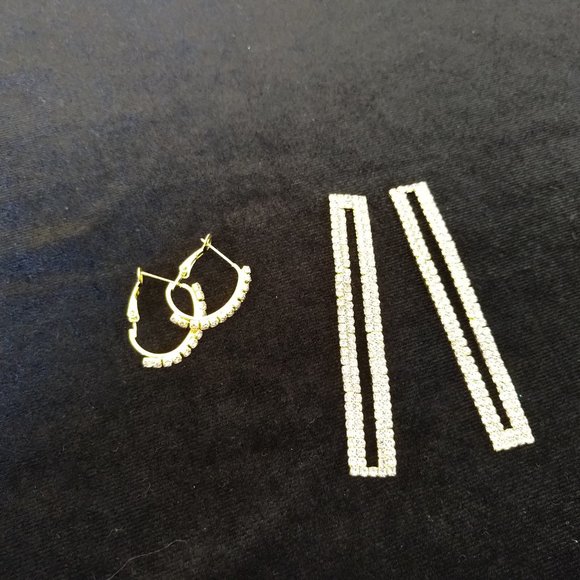 Gold 2 in 1 Square Geometric Earrings - Picture 5 of 7